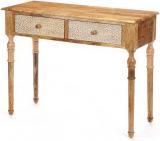 Actual product image Giftdecor hall table 2 drawers natural white leaves