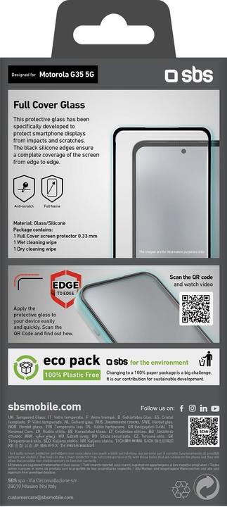 Produktbild SBS Glas Displayschutz Full Cover für Motorola G35 5G (1 Stück, Motorola Moto G35)