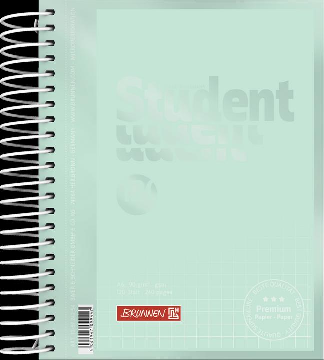 Collegeblock Premium Student Colour Code | A6, kariert, 120 Blatt, mint (A6, Kariert)