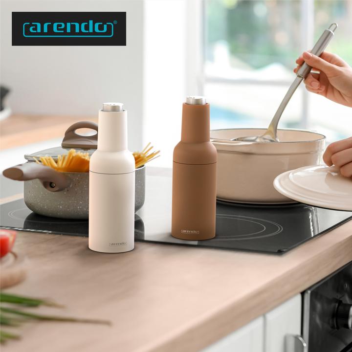 Produktbild Arendo Salzmühle & Pfeffermühle 2er Set, Salz und Pfeffer Mühle elektrisch, einhändig, Batteriebetrieben (Pfeffer, Salz)