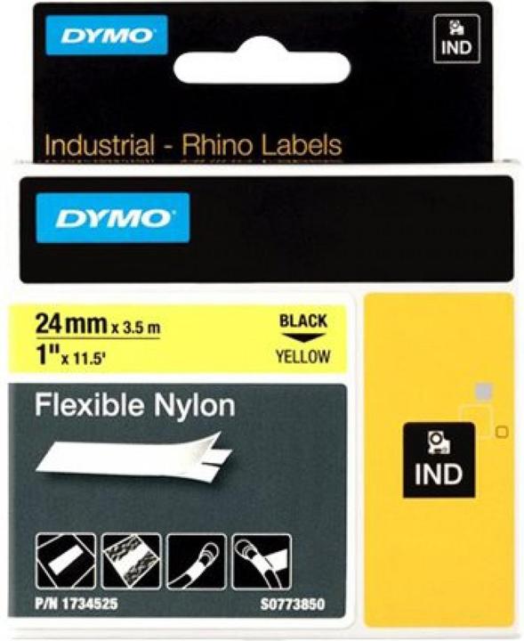 Immagine prodotto Dymo Nastro in Nylon 24mmx3,5mt Nero/Giallo (2.40 cm, Nero)