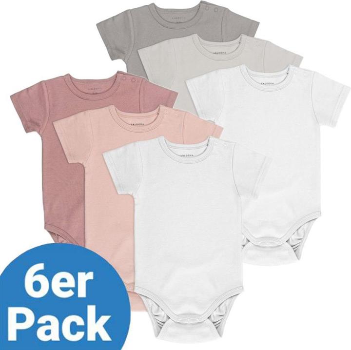 La Loona LaLoona Baby-Bodys & Wickelbodys Baby Body Kurzarm OEKO-TEX® 6er Pack - Rose Grau -