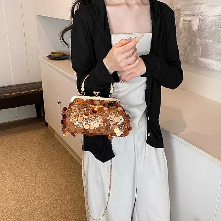 Immagine prodotto Only-Bags.Store Borsa crossbody d'ispirazione vintage con tracolla regolabile e paillettes.
