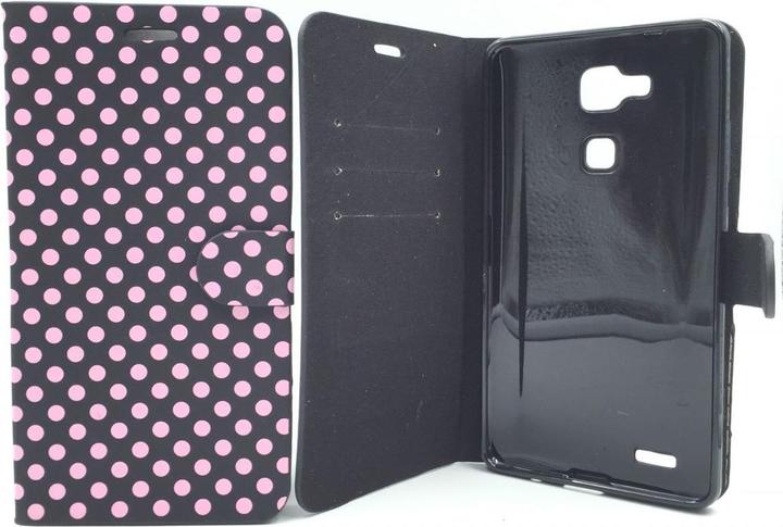 Produktbild König Design Schutzhülle Tasche (Flip Quer) für Handy Huawei Ascend Mate 7 Schwarz / Pink (Huawei Ascend Mate 7)