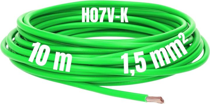 Actual product image Kalitec 10 metres H07V-K 1.5 mm² green Wiring cable I Flexible core cable I PVC single core I L (10 m)