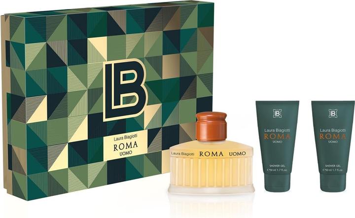 Laura Biagiotti Roma Uomo Giftset 2024 Eau de Toilette 75ml + 2x Shower Gel 50ml (Parfum set)