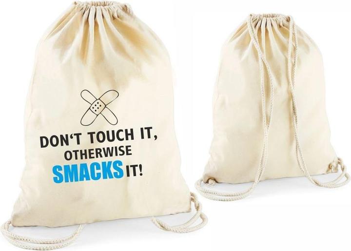 Produktbild 4you Design Statement-Tragebeutel Don't touch ist, otherwise smacks it! natur
