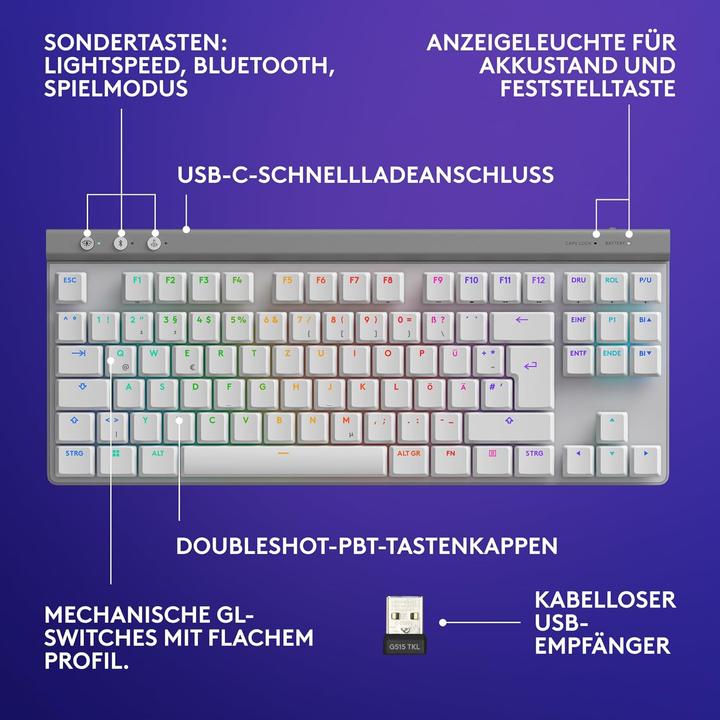 Actual product image Logitech G515 Lightspeed TKL (DE, Wireless, Cable)