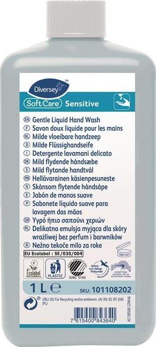 Image du produit Diversey Lotion lavante pour les mains Care Soft Sensitiv 1 l (Savon liquide, 1000 ml)