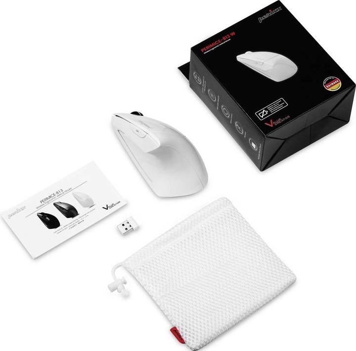 Immagine prodotto Perixx PERIMICE-813 W Mouse ergonomico senza fili, Bluetooth® Bianco (Senza fili)