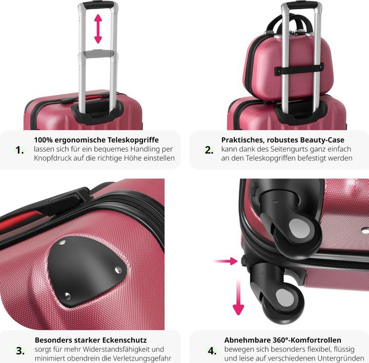 Image du produit tectake Valise à coque dure (90 l, Bagage à main (jusqu'à 50l), M (50 - 90l), L (90 - 115l))