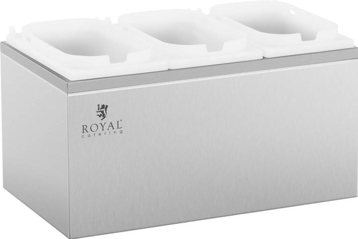 Produktbild Royal Catering Saucenspender Pumpspender Senfspender Dosierspender Edelstahl 3 Pumpen 3 x 2 L