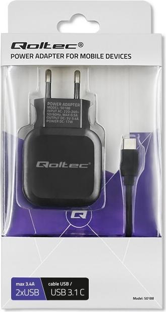Actual product image Qoltec 50188 Mobile Device Charger Indoor (17 W)