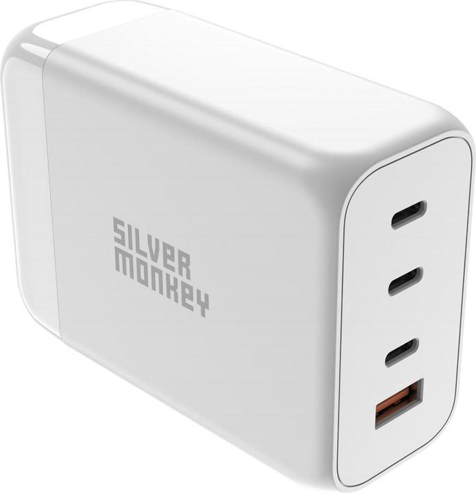 Actual product image Silver Monkey SMA156 200W GaN charger 3x USB-C PD USB-A QC 3.0 with detachable power cable - white (200 W)