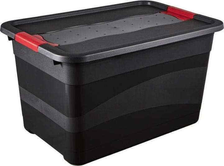 OKT Aufbewahrungsbox "Box Solido", 52 Liter, graphite/rot mit Deckel, Deckel mit Schiebeverschluss (52 l)