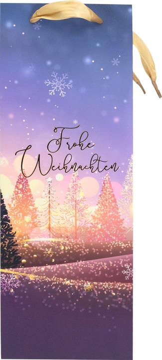 Produktbild Idena Flaschentasche Weihnachten lila 12x9x36cm (Geschenktüte)