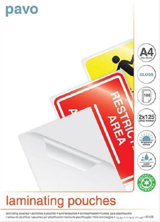 pavo Laminating film A4, 125 µm, 100 pieces, glossy (A4, 100 Piece, 125 µm)