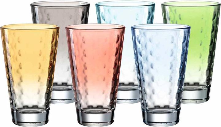 Actual product image Leonardo Drinking glass Optic Pastel 300 ml, 6 pieces, Multicoloured (0.30 l, 6 x)