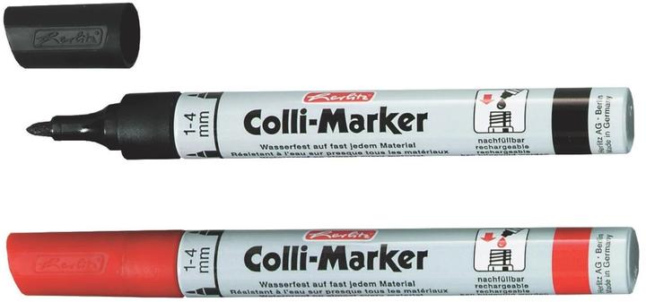 Image du produit Herlitz Marqueur indélébile Colli 1-4 mm, 2 pièces, rouge/noir (Noir, Rouge, 4 mm, 2 x)
