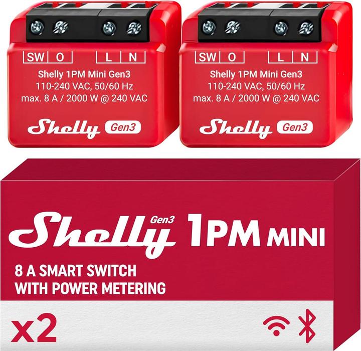 Productafbeelding Shelly 1PM Mini Gen3 x2 (Schakelaandrijving)