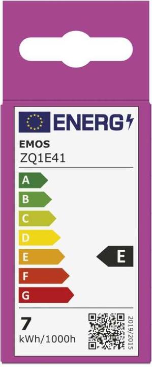 Label énergétique Emos Lampe LED Classic Mini Globe / E14 / 6,5 W (60 W) / 806 lm / Blanc chaud (E14, 6.50 W, 806 lm, 1 x, E)