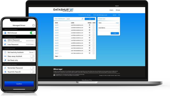 Image du produit iStorage datAshur BT - Clé USB à mémoire flash (biométrique) (16 Go, USB-A)