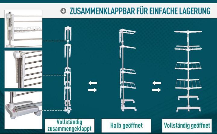 Produktbild Homcom Mobiler Wäscheständer mit 4 Ebenen (1.42 m)