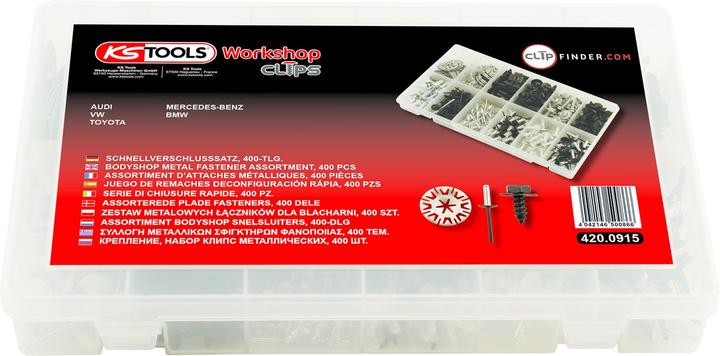 Immagine prodotto KS Tools Set di clip di fissaggio - sgancio rapido, 400 pezzi.