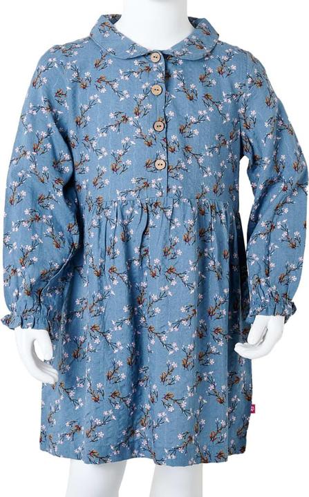 Produktbild VidaXL Kinderkleid mit Langen Ärmeln Petrolblau 128,Material: 50 (128)