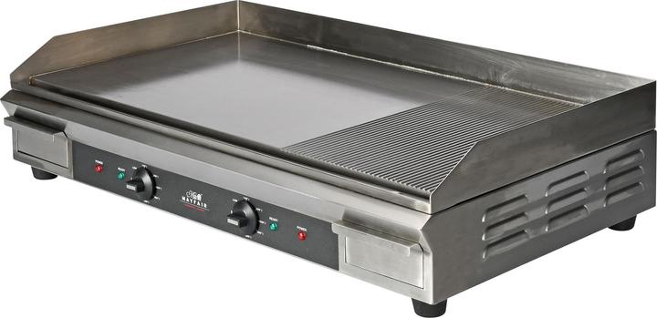 Image du produit Mayfair Plaque grillade 90 1/3 rainurée 230V/5400W connecteur Suisse T 23+T12 922x520x230 mm Inox-de-luxe
