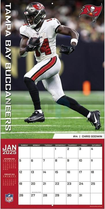 Immagine prodotto NFL - Tampa Bay Buccaneers - Calendario murale dell'équipe 30,5 x 30,5 cm 2025 (30,5 x 30,5 cm, Francese, Italiano, Spagnolo, Tedesco, Inglese)