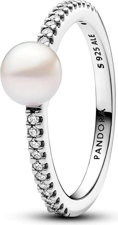 Pandora Behandelte Süsswasserzuchtperle & Pavé Ring (56, 925 Silber)