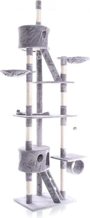 Actual product image Wiltec Cat Tree Scratching Post Climbing Tree 240-260cm in Grey with Caves, Hammocks and Platforms (260 cm, Grey)