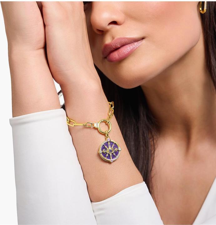 Immagine prodotto Thomas Sabo Ciondolo occhio con dettagli cosmici e pietre colorate argento placcato oro (Argento 925, Smalto)