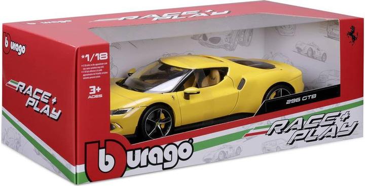 Actual product image Bburago Ferrari R&P 296 GTB 1/18 yellow