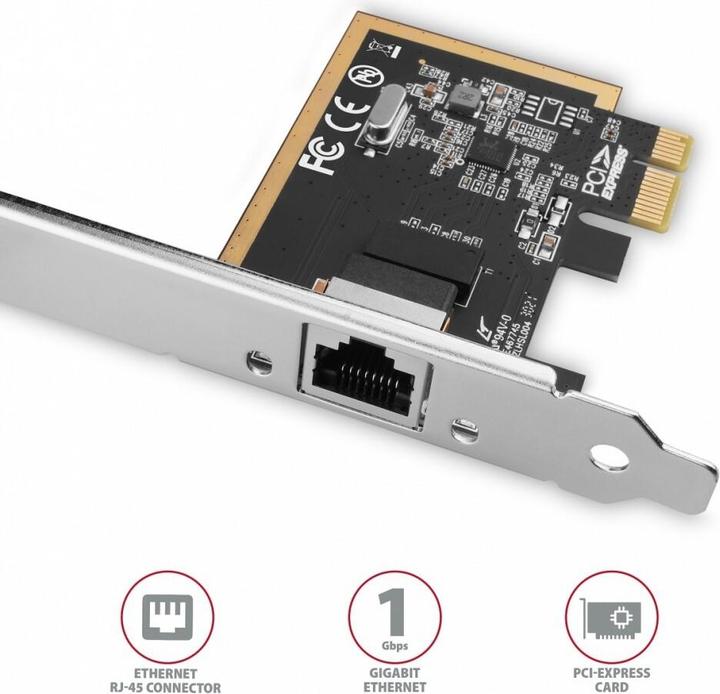 Actual product image Axagon PCEE-GRF PCI Express Gigabit Ethernet Realtek 8111F + LP (Mini PCI Express)