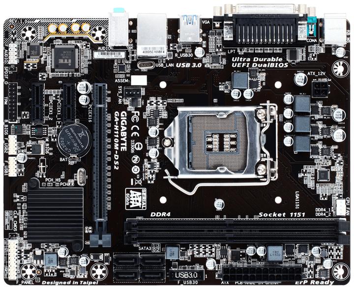 Actual product image Gigabyte Ga-H110m-Ds2 (LGA 1151, Intel H110, mATX)