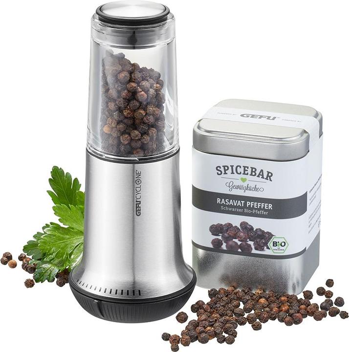 Immagine prodotto GEFU Macina sale Macina pepe X-PLOSION M in acciaio inox 15 cm + 80 g di pepe Rasavat