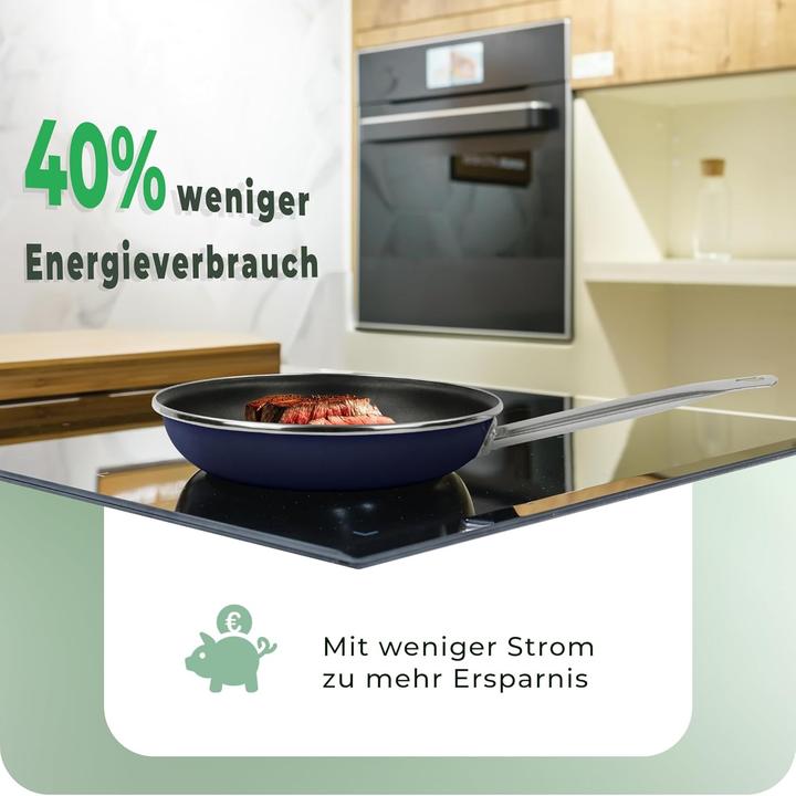 Produktbild Novaliv Energiesparpfanne 24 cm Einsparung bis zu 40% - Emaillierter Stahl, Antihaft Beschichtung in (24 cm, Bratpfanne, Stahl)