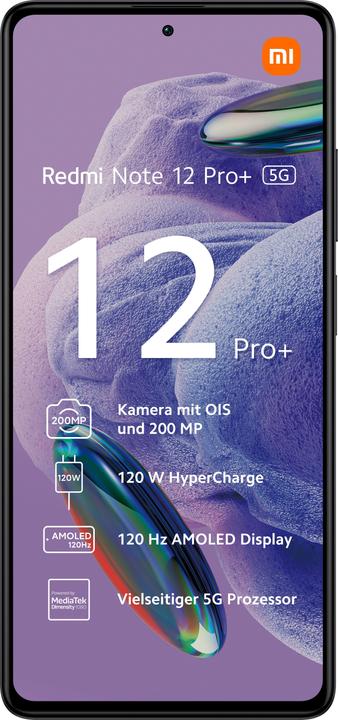 Productafbeelding Xiaomi Redmi Note 12 Pro+ (256 GB, Middernachtelijk zwart, 6.67", Dubbele SIM, 200 Mpx, 5G)