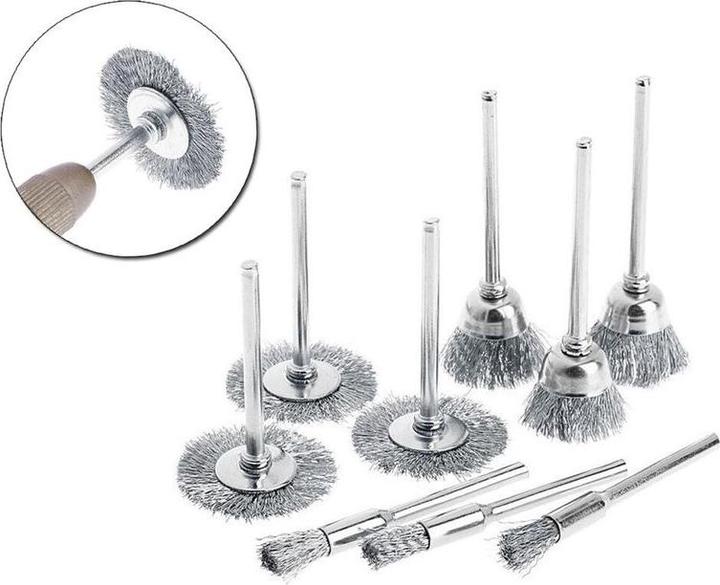 Produktbild Hermex Drahtbürstenaufsatz-Set für Bohrmaschinen/Akkuschrauber Edelstahl