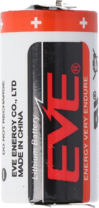 Actual product image Eve Battery CR17335 2/3A with PCB contacts +/-- 7.6mm pitch (1550 mAh)