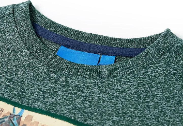 Immagine prodotto VidaXL Camicia da bambino a maniche lunghe verde scuro melange 92,Materiale: 50 (92)