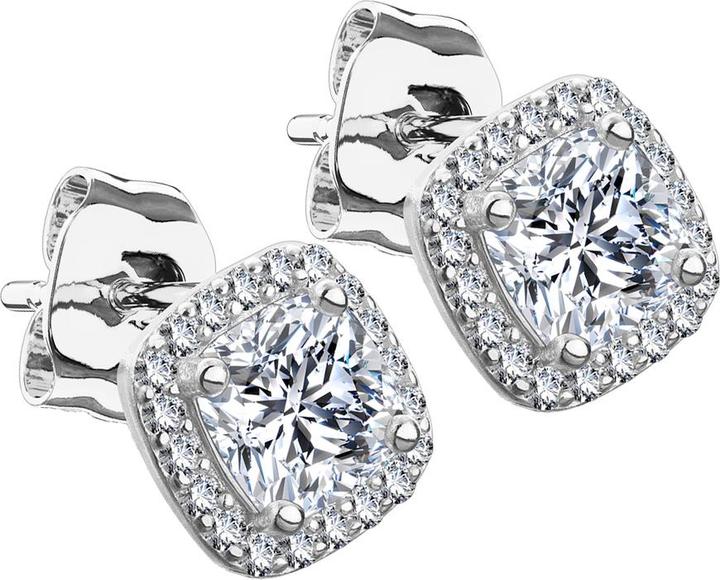 Star Piercing Ohrstecker silber quadratisch mit Kristall Umrandung und Kristall mittig (ohne Messing, 925 Sterlingsilber)