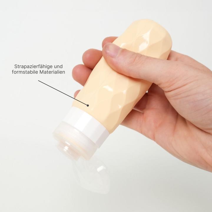 Actual product image Hermex Travel bottle set of 4 squeeze bottle silicone container (Hygiene product, Liquid bags, Manicure set)