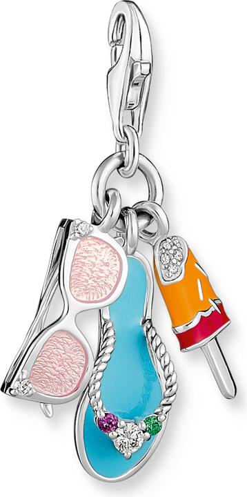 Thomas Sabo Charm-Anhänger Sonnenbrille Flip Flop und Eis Silber (925er Silber, Emaille)