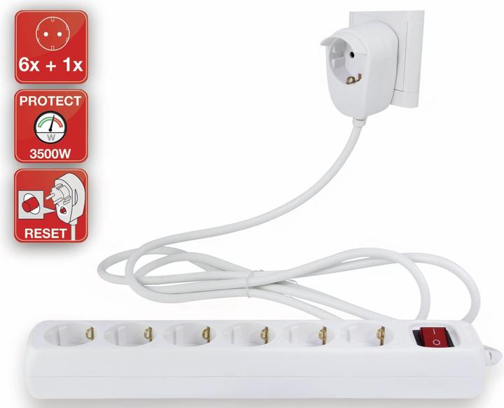 Produktbild REV Steckdosenleiste 6+1-fach 2m Powersplit + Schalter (6 x, 5 m)