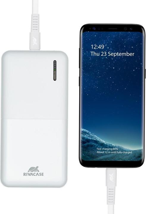 Produktbild Rivacase POWER BANK USB 20000 mAh/VA2572 Baltas (20000 mAh, 20 W, 20000 Wh)