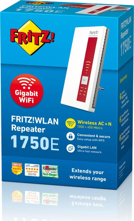 Produktbild AVM FRITZ!WLAN Repeater 1750E (1300 Mbit/s, 450 Mbit/s)