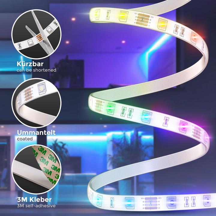 Image du produit B.K.Licht Bande LED RVB, 3m, 90xLED RVB/0,11W (Intérieur)
